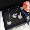 Simple Heart-Shaped Jewelry, Slightly Inlaid Aaa Zircon Super Flash Earrings Necklace Set.