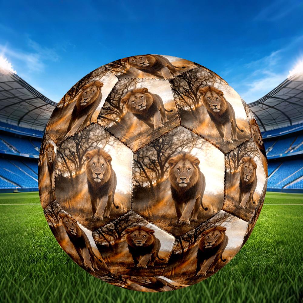 1pc Lion Wild Theme Soccer Ball Football, Size 5, Lightweight PVC, Outdoor Training Soccer Ball,Gift C657
