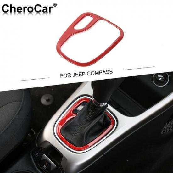Red Gear Shifter Panel Shift Cover Frame Trim For Jeep Compass 17- Interior