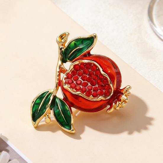 Oil Dripping Fruit Brooch Alloy Cherry Strawberry Banana Pomegranate Lapel Pin Sweater Cardigan Coat Business Suit Women Clothing Accessories