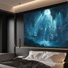 Underwater Fantasy Shark Canvas Wall Art Polyester Fiber Ocean Scene Decoration Living Room Bedroom Office Decorative Tapestry