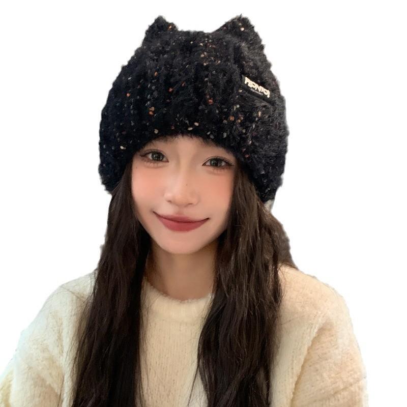 Hat Female Sweet Knitted Hat Small Versatile Cold Warm Ear Protector Hat Wool Pullover Hat Tide