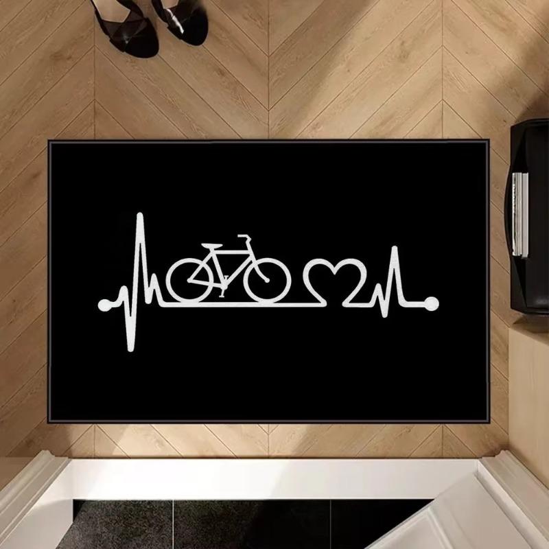 Abstract Art Bicycle Brompton Door Mat Floor Mats Non-slip Pad Rug Slip-resistant Clean Feet Entrance Mat Decoration for Bedroom