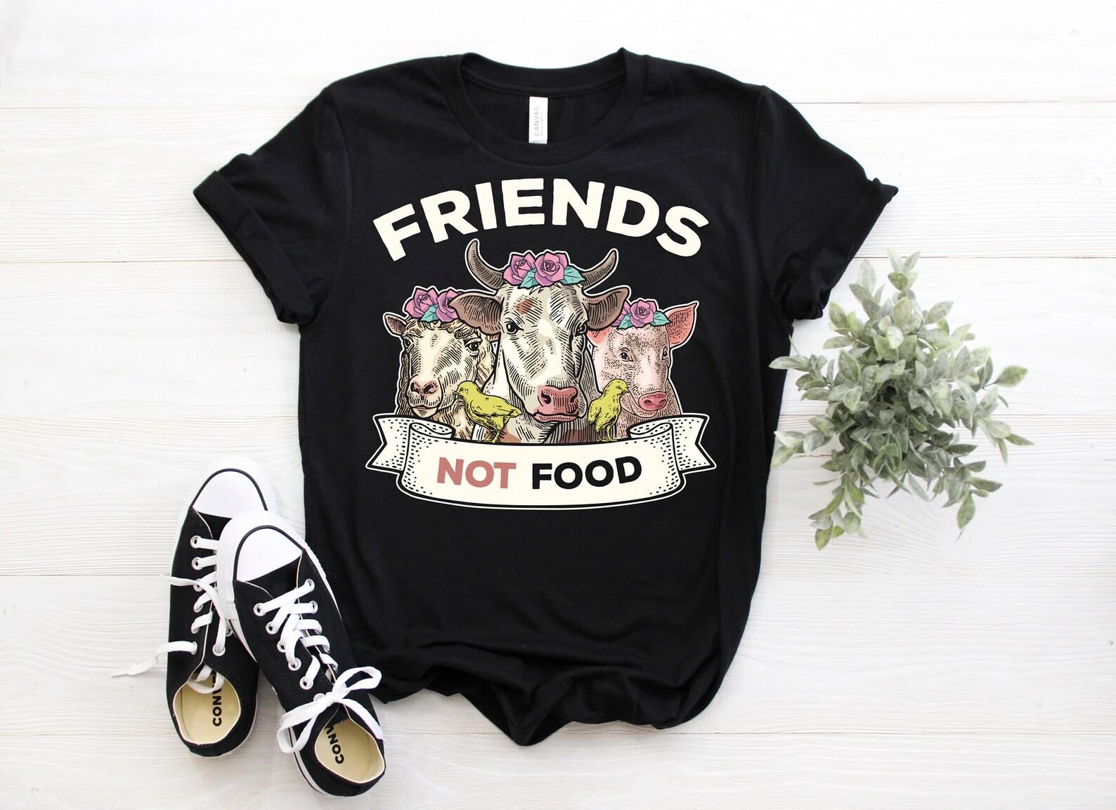 Friends Not Food Cute Cows Flowers Vegan Vegetarian Vintage T-Shirt, Cow Animal Lovers Gift T Shirts, Vegans Vegetarians, Mom, Mother s Day, 100