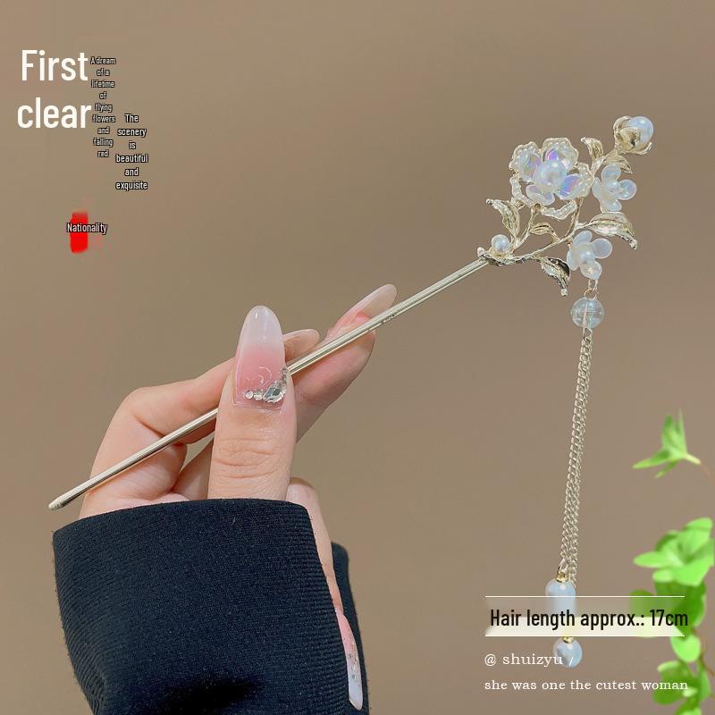 Ancient Chinese-Style Hanfu Hair Accessories: Elegant Updo Hairpins with Tassels for Women