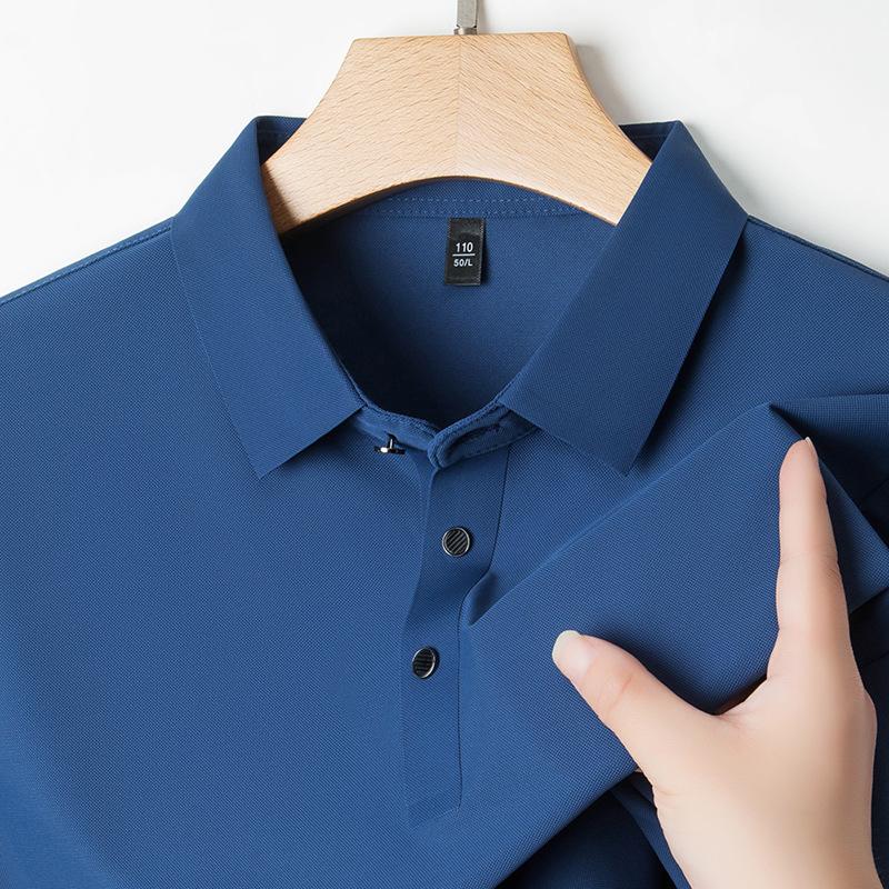 Jinmu Traceless Summer New Men's Short-sleeved Polo Shirt Lapel Casual Business Led Ice Silk T-shirt Men