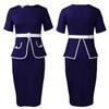 Women Plus Size Elegant High Waist Bodycon Short Sleeve Office Midi Pencil Dress