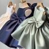 Kinder Prinzessin Kleid Kleid High-end-Temperament Blume Mädchen Baby Geburtstag Abendkleid Einfarbig Ärmellose Große Schleife