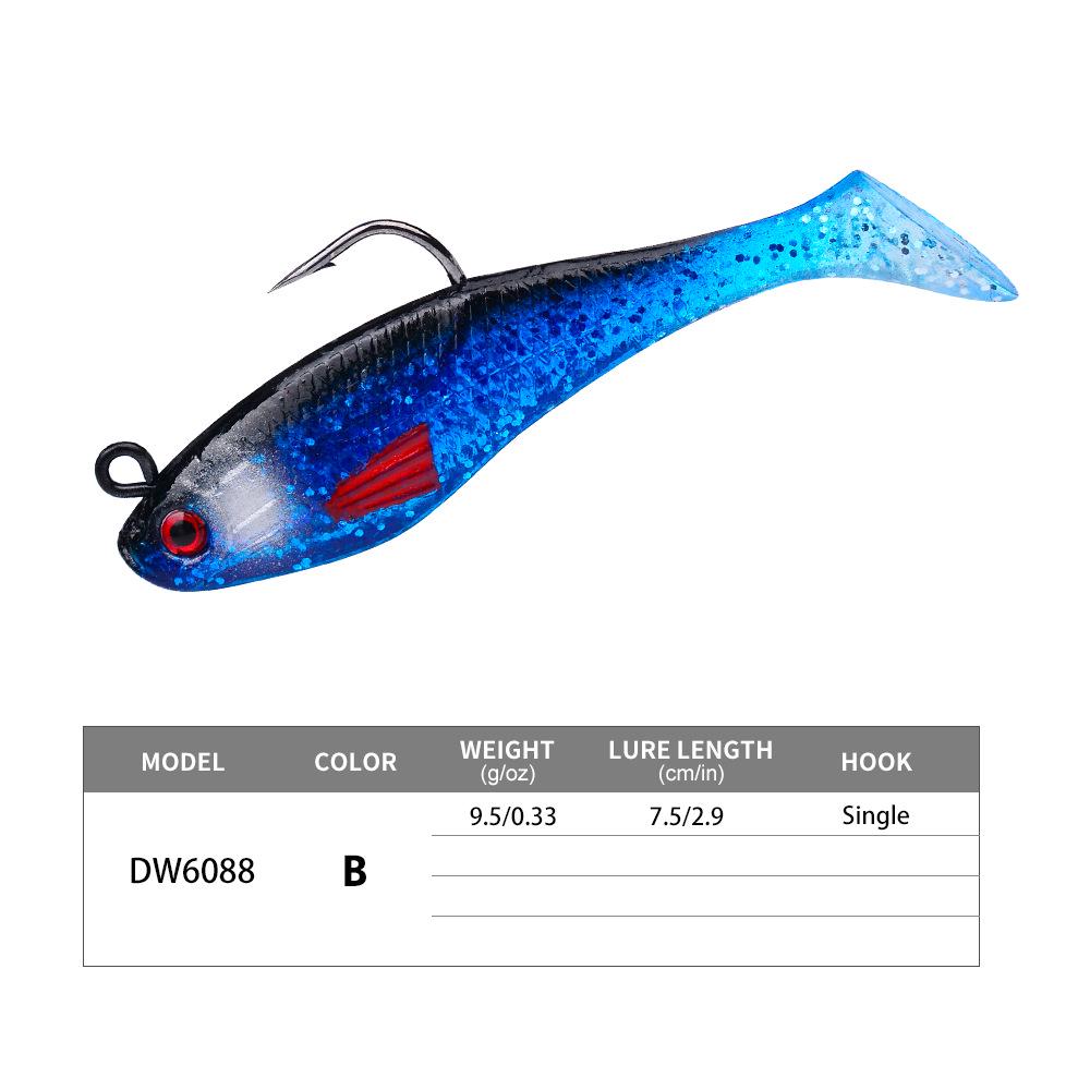 T-Tail Soft Bait 7.5cm 9.5g for Sea Bass Fishing - Bionic Lure for Boat & Sea Fishing
