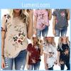 Elegant Sommer Dame Bluse Blomstret Print Kort Ærme Løs Afslappet T-shirt Toppe