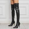 Übergröße Spitz Weiches PU Ultrahoher Schlanker Absatz Reißverschluss Damen Overknee Stiefel Herbst Atmungsaktives Futter Schlupf Langstiefel