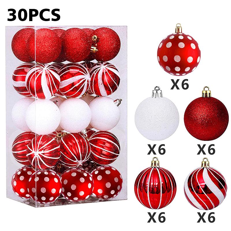 30pc/box Painting New Year Sparkling Christmas Balls Gifts Christmas Tree Pendants Home Hanging Pendants Exquisite 6cm
