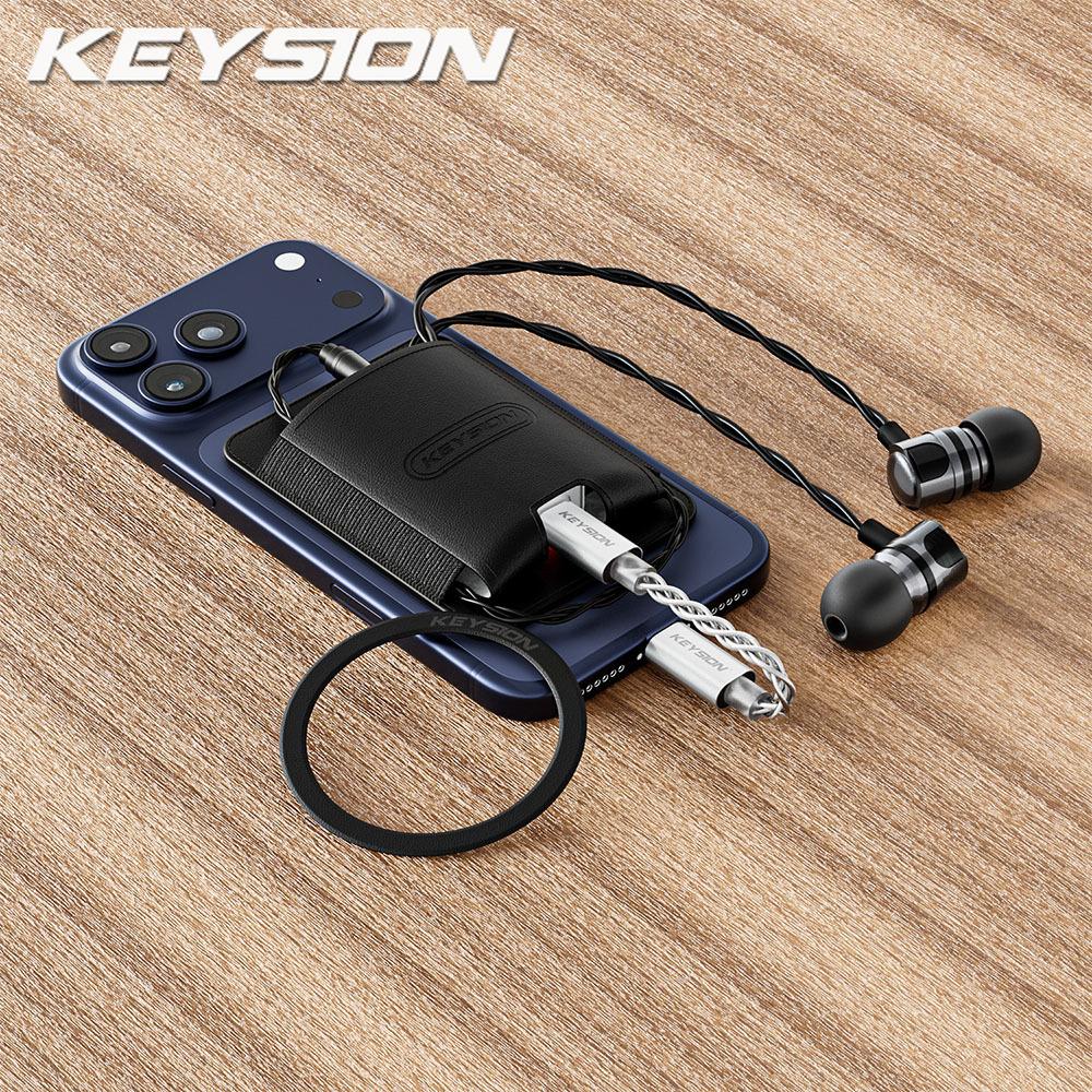 

KEYSION Магнитный держатель для карт Эластичный кожаный чехол для Magsafe для iPhone 17 16 ЦАП Усилитель для наушников AMP Сумка-кошелек для телефона Чехол