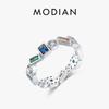 MODIAN 925 Sterling Silver Irregular Design Stackable Finger Ring Fashion Colorful Zirconia Party Rings For Women Jewelry Gift