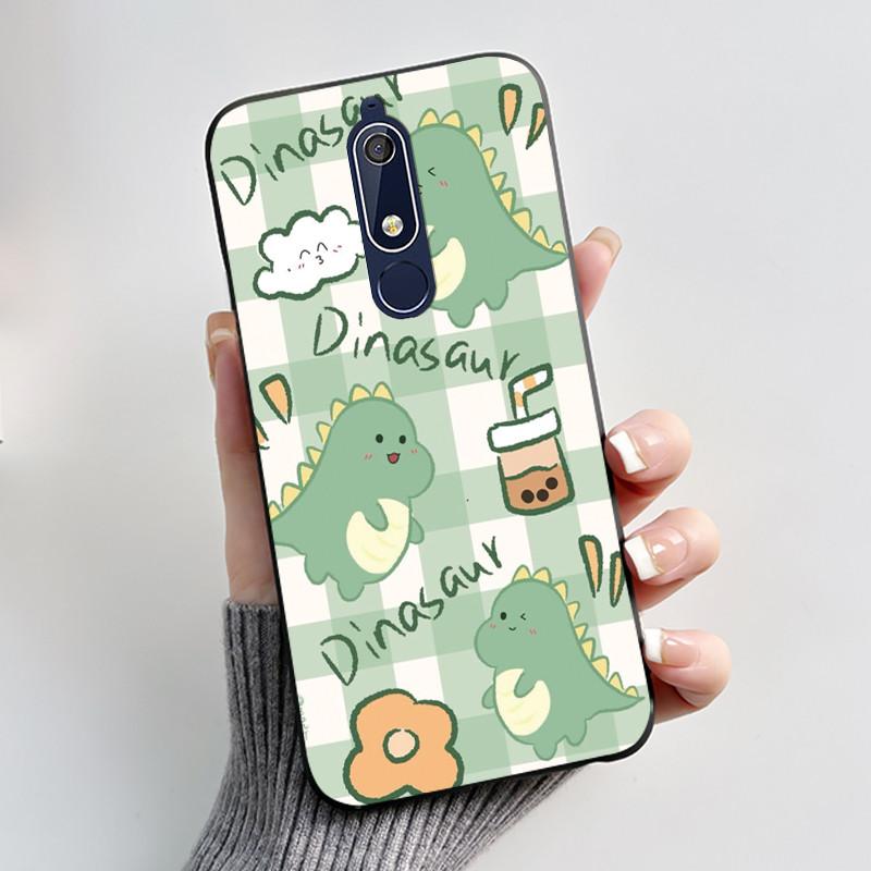 Soft TPU Casing Case For Nokia 5.1 Back Cover Nokia 5.1 Plus X5 Aesthetic Fashion Cute Cat Shockproof Black Silicone Phone Case