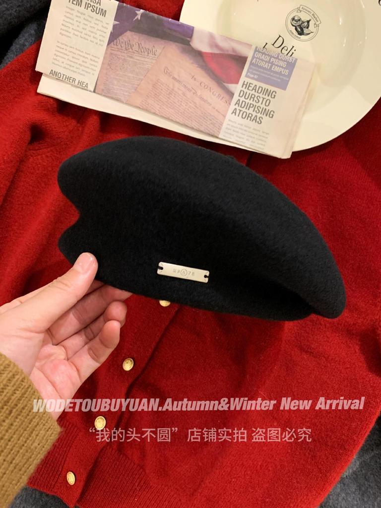 Vintage australische Wollmütze Damen großer Kopfumfang Herbst und Winter neu vielseitig wollig literarische Malermütze