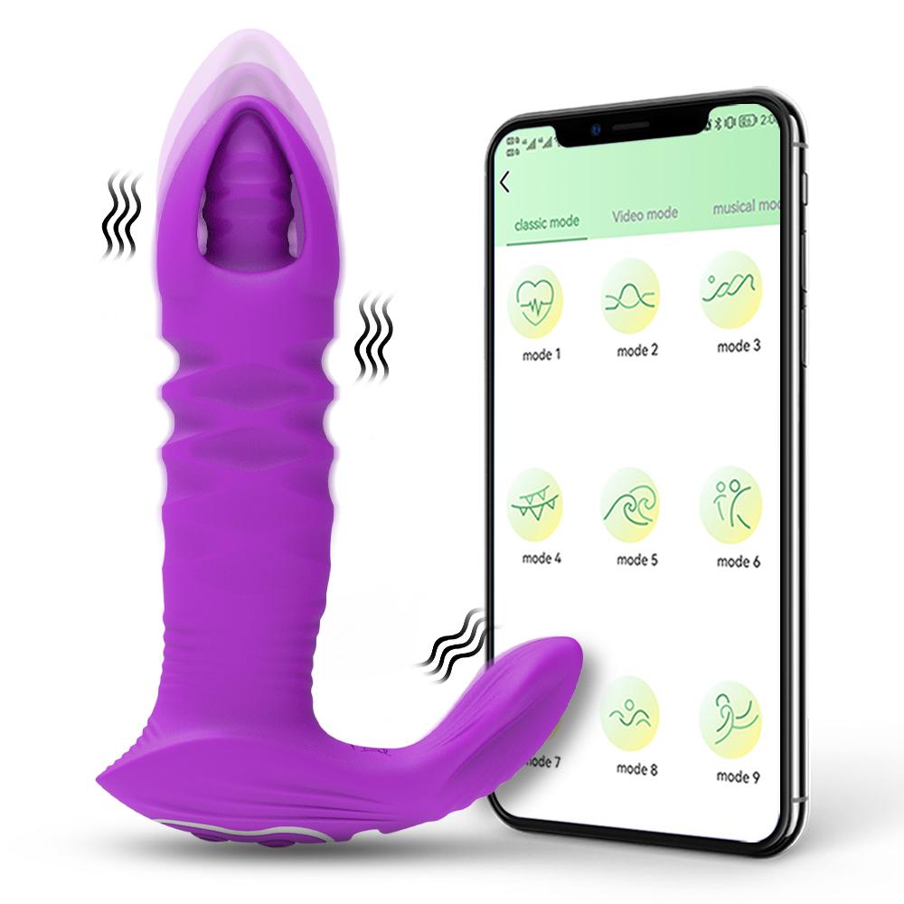 Wireless Bluetooth APP Dildo Vibrator Female Telescopic Anal Butt Plug G Spot Clitoris Stimulator Wear Sex Toys for Women Panty