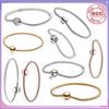 925 Silver Heart Flower Bracelet Snake Chain DIY Beads Charms Jewelry Gift for Women
