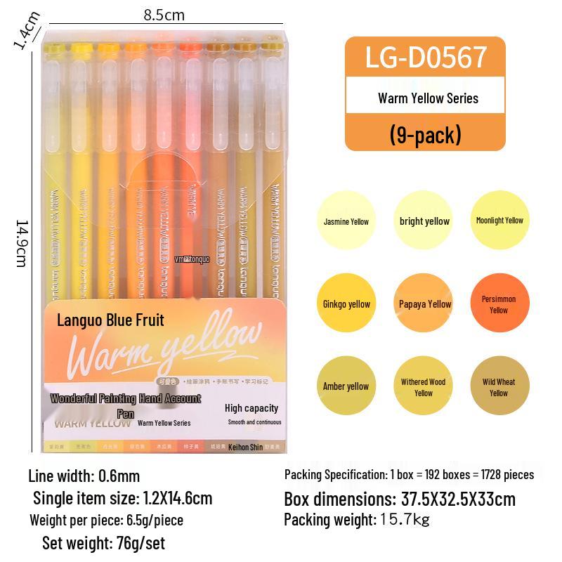 Morandi Color Planner Pen Set: Large Capacity Gel Pens with Needle-tip for Students and Drawing, Fluorescent Blue Fruit 0551.