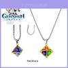 Genshin Metall Rauten Element Würfel Halskette Exquisiter Handgefertigter Dekorationsanhänger