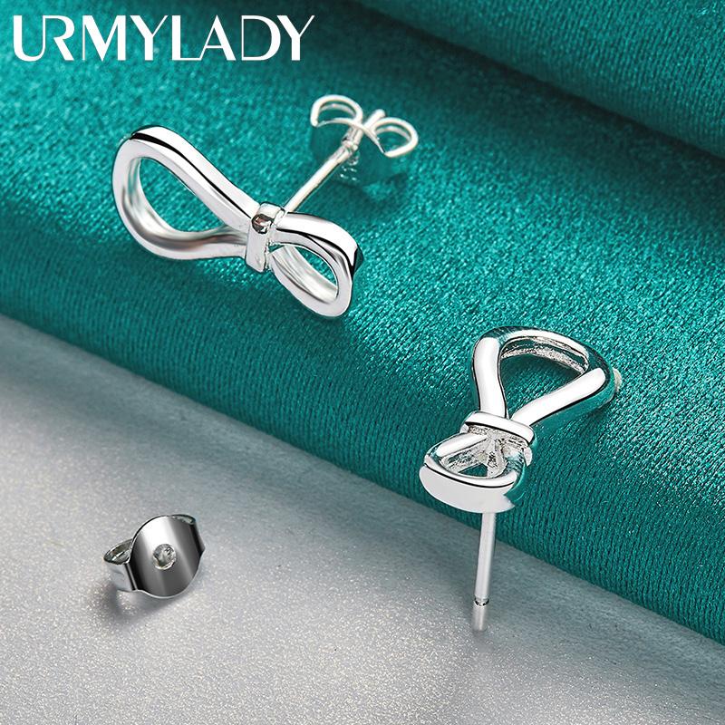 925 Sterling Silver Bowknot Earrings For Women Wedding Parties Fashion Jewelry
