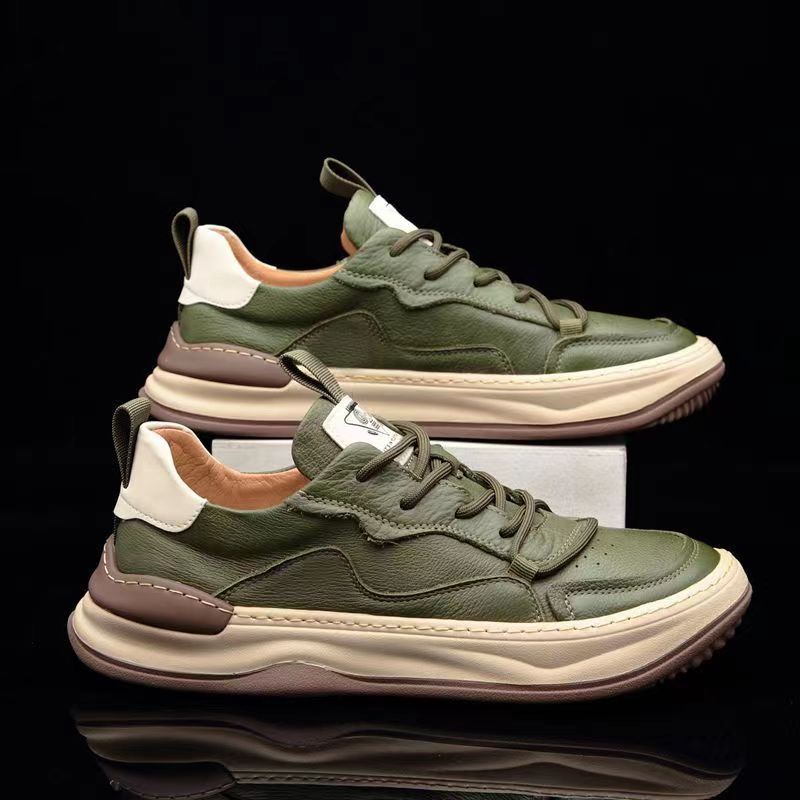 Hollow Punching Casual Leather Shoes Men's Extra Large Size 46 47 Leather Little White Shoes Versatile Breathable Board Shoes Tide