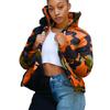 Unisex Long Sleeve Glossy Camouflage Bread Down Jacket Zipper Pockets Coat