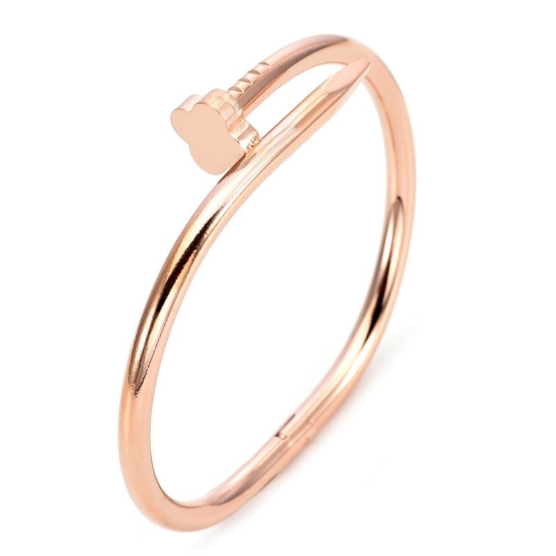 Elegant Slim Waist Titanium Steel Bracelet with Diamond Inlay, 18K Gold, Women's Niche Design