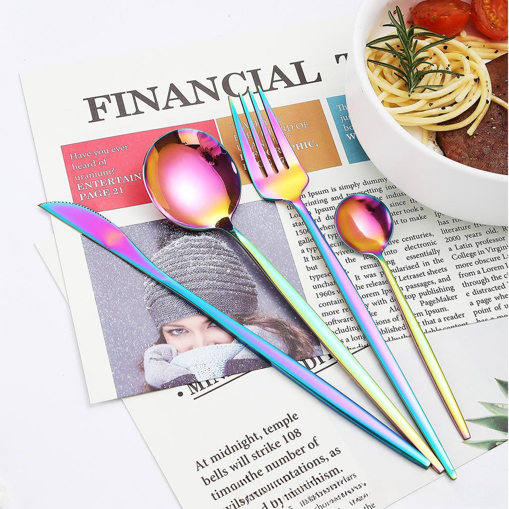 Stainless Steel Western Tableware 32 Pieces Suit Steak Knife, Fork and Spoon Gift Package with Window-Type Holes Suit