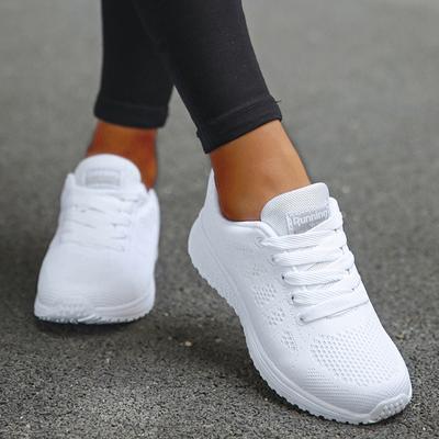 Moda Transpirables 2024 Nuevas Zapatillas de Moda Para Mujer Caminar Zapatillas Suaves Mujer Tejido de Malla Con Cordones Calzado Femenino Zapatos Para Mujer