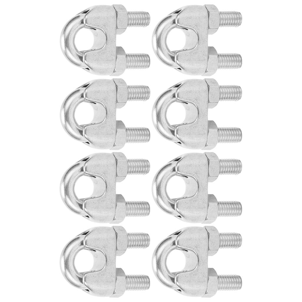 8 stk 38 tommer M10 rustfritt stål vaierklemmer U-bolt salfeste