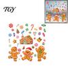 Christmas Window Clings 4Pcs Gingerbread Stickers, Candy Cane Decals, Reusable Man Decorations for Home Office Xmas Party Decor Supplies Atmosphere