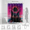 Psychedelic German Shepherd Shower Curtain, Surreal Dog Solar Eclipse Bathroom Decor, Fantasy Animal Art Fabric Bath Curtain