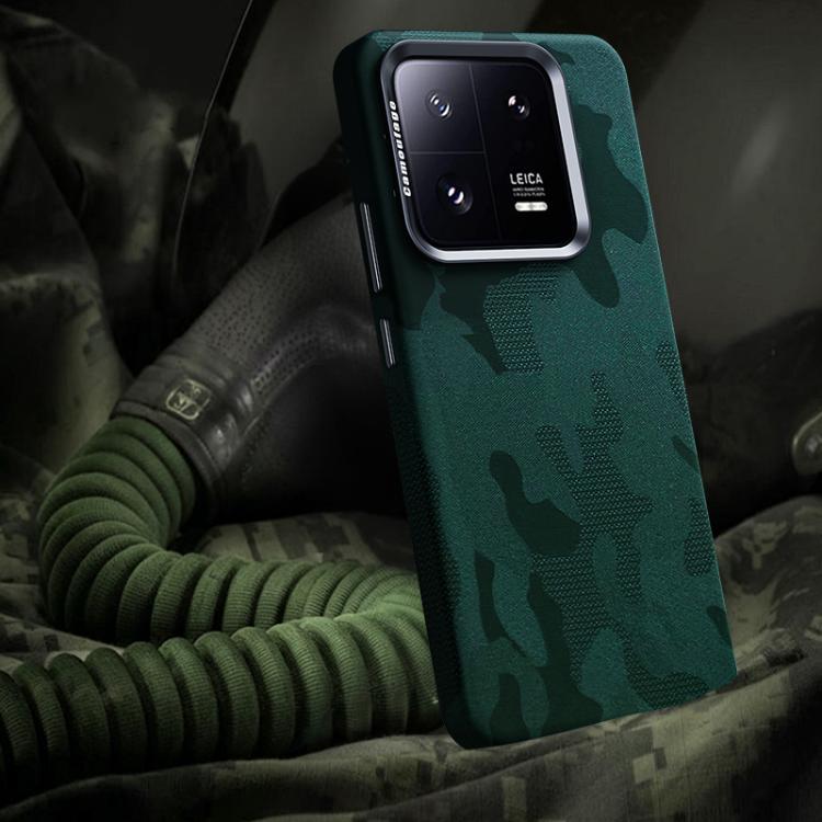 Camouflage Full Coverage Magnetic Shockproof Phone Case For Xiaomi 14 Pro, PC Metal Frame Protective Cover