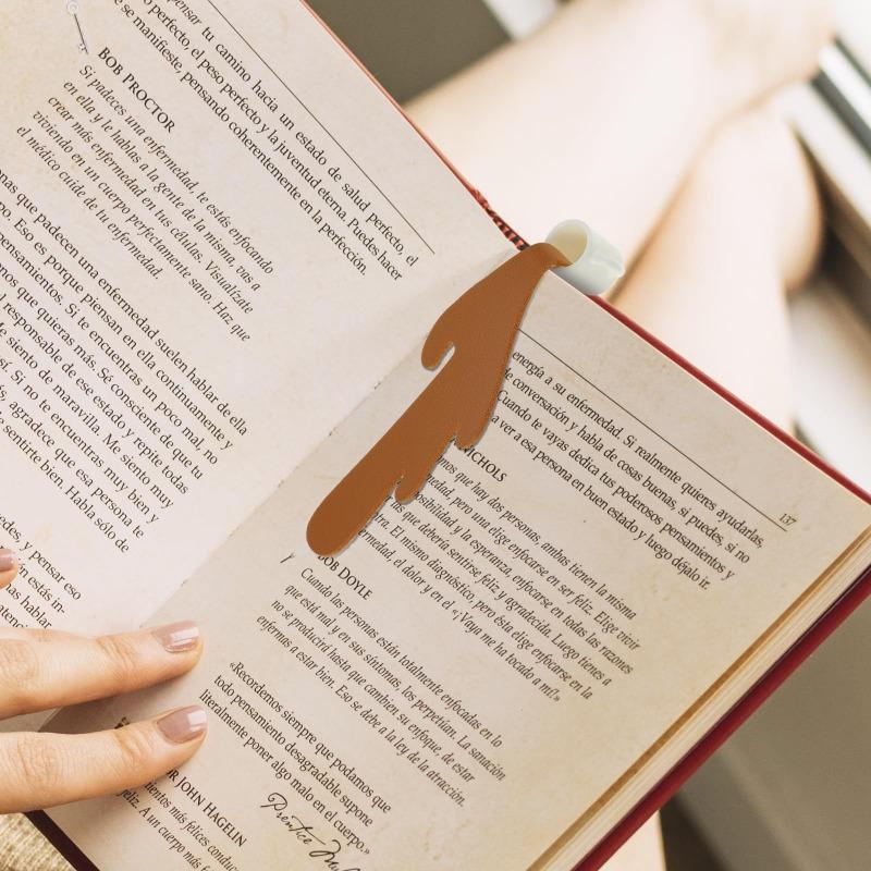 Spilled Coffee Bookmark Creative Coffee Cup Bookmark Leather PU Spilled Coffee Bookmark