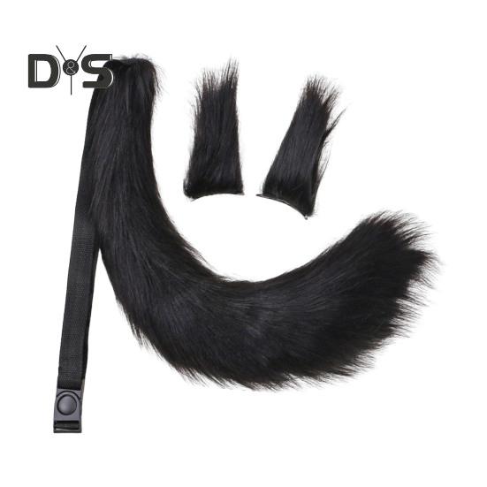Fox Ears Tail Set Handmade Plush Animal Cosplay Props Realistic Design Role Play Halloween Party Accessories