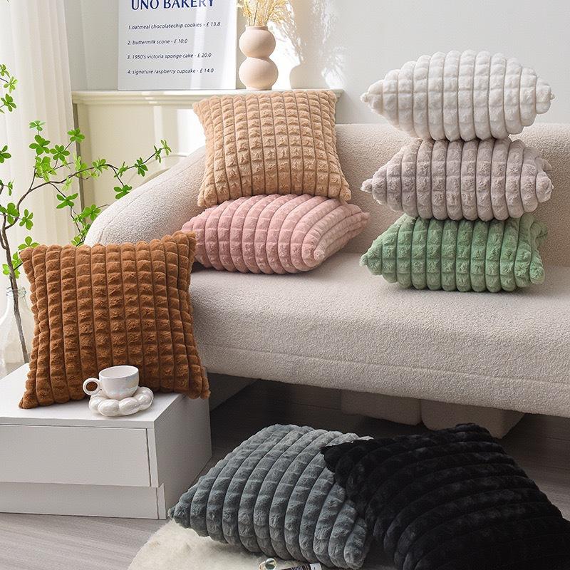 Față de pernă pătrată cu păr de iepure, stil parfumat mic, față de pernă pentru canapea, birou, față de pernă de pluș pentru spătar, fără umplutură