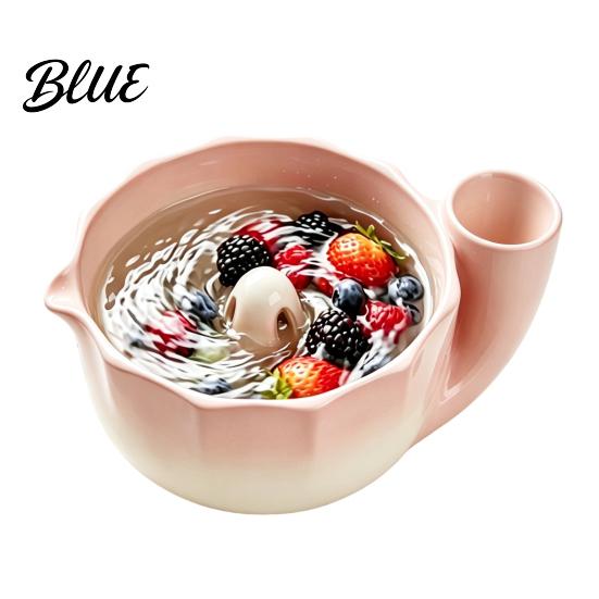 Fruit Serving Plate Vortex Design Bowl Strainer with Ceramic Berry Holes Self-Spinning Food Grade Rinse for Kitchen Berries Vegetables