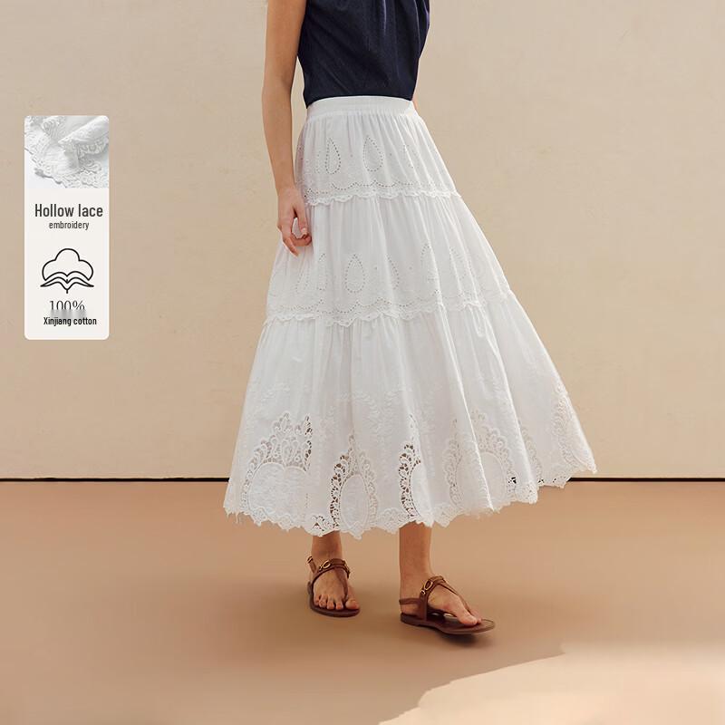 INMAN Французская ажурная вышитая юбка А-силуэта L