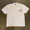 Men White Fireworks Embroidery Crew Neck Short Sleeve Oversized T Shirt