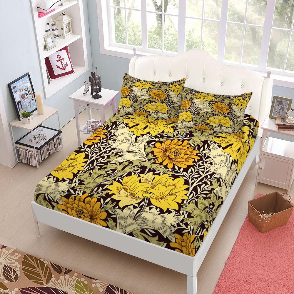 William Morris Larkspur Vintage DIY Spannbettlaken-Set King Queen Doppel Full Size Bettwäsche-Set 25cm Tiefe