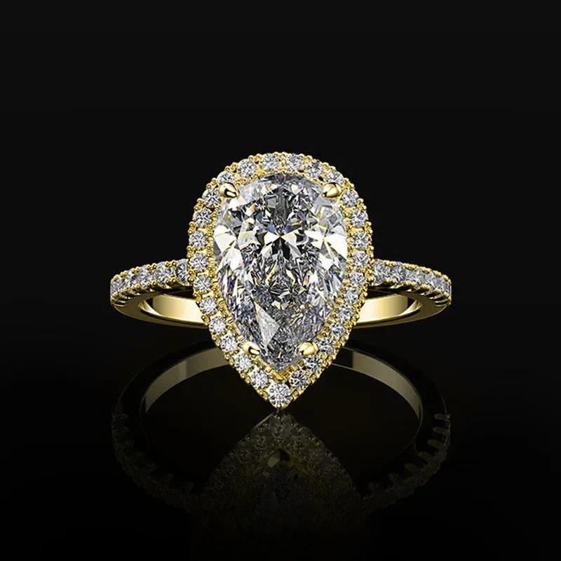 

Water Drop Design Crystal Zircon Ring for Women Elegant Micro Paved Bridal Wedding Engagement Zircon 5