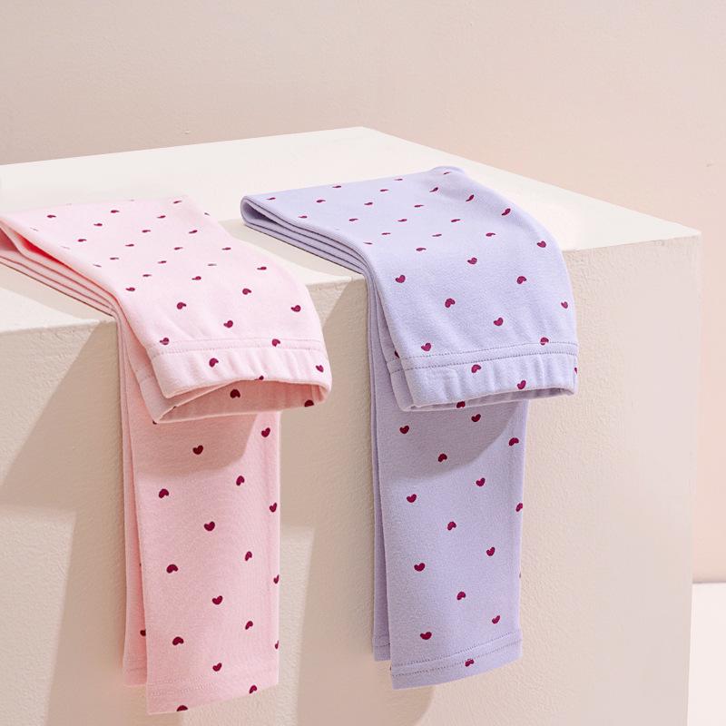 Zweiteiliges Set: Hochelastische, gebürstete Baumwoll-Leggings für Mädchen für Herbst/Winter