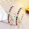 Women's Trendy Bohemia Jewelry Colorful Rainbow Cubic Zirconia Gold Plated Big Circle Hoop Earrings for Party Fashionable Gifts