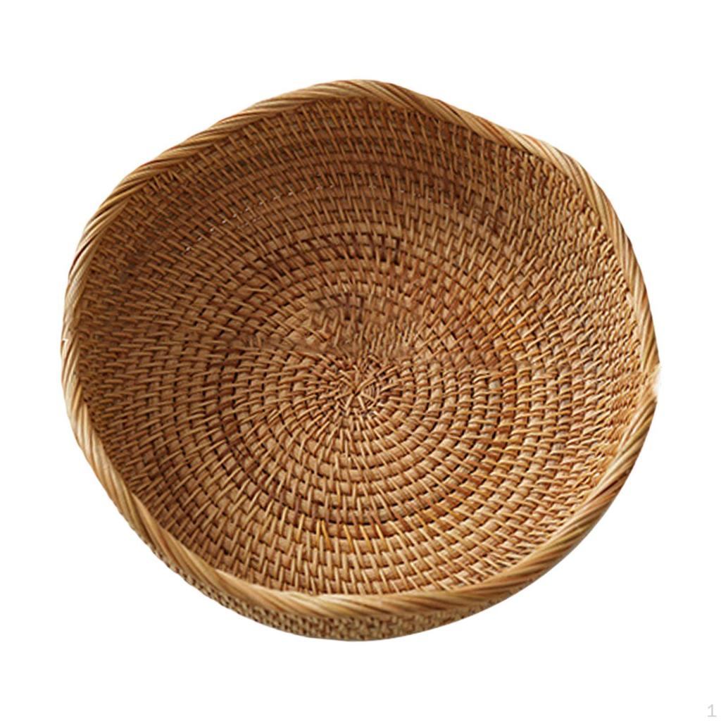 Desktop Woven Basket for Kitchen Use with Fruits and Bread