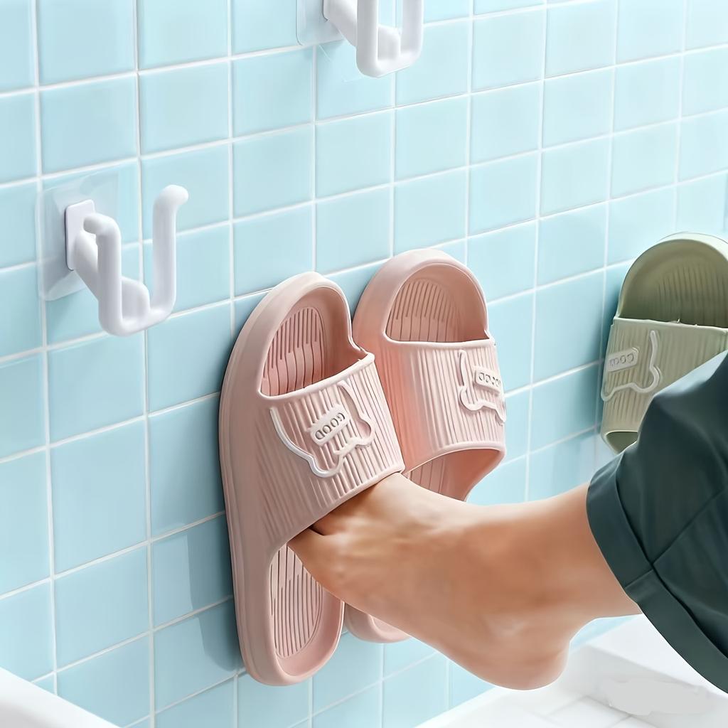 3pcs Self-Adhesive Slipper Hook Wall-Mounted Slipper Rack Storage Rack Waterproof Bathroom Kitchen Bedroom Shoe Rack, Utility Hooks