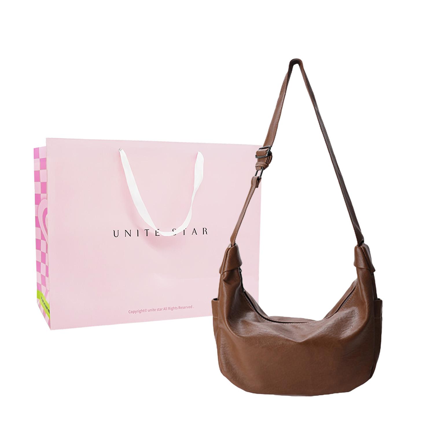 

Новая сумка-пельмень UNITE STAR из ПУ, сумка на плечо, сумка через плечо среднего размера, женская, коричневая/черная/экрю, US235538 30.0*10.9*20.1CM