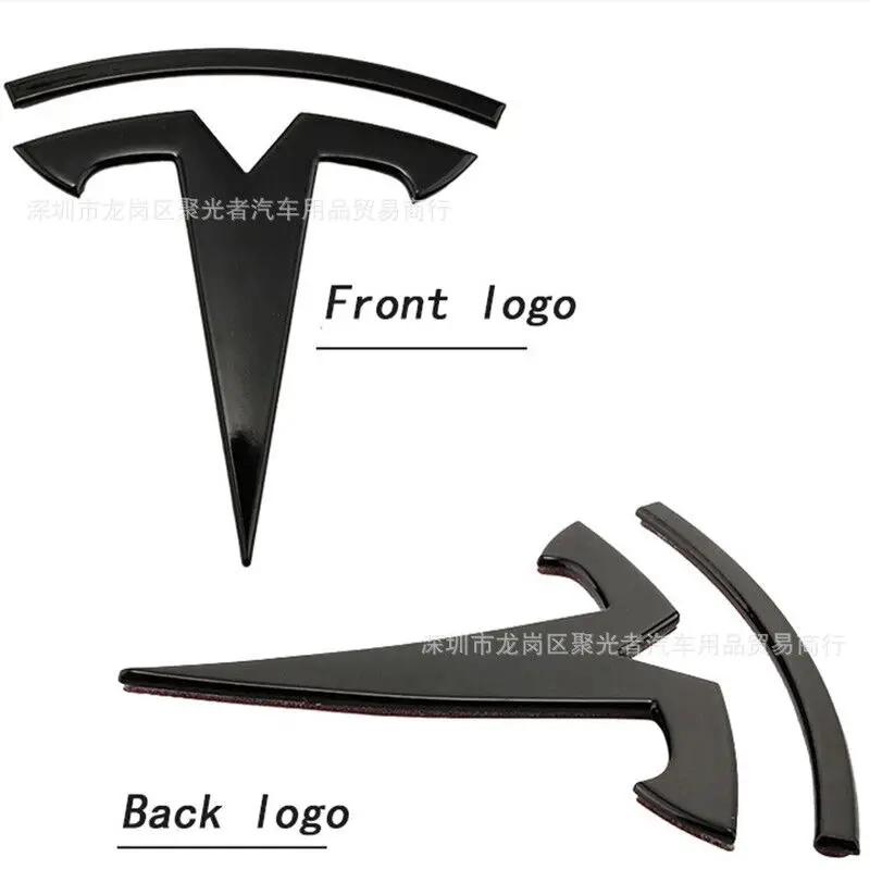 Metalowy Dla Tesli - Przedni emblemat samochodowy Emblemat tylnej klapy Bagażnika Pasuje do Modelu 3 Modelu Y wymiana logo przedniego i tylnego logo czernienie