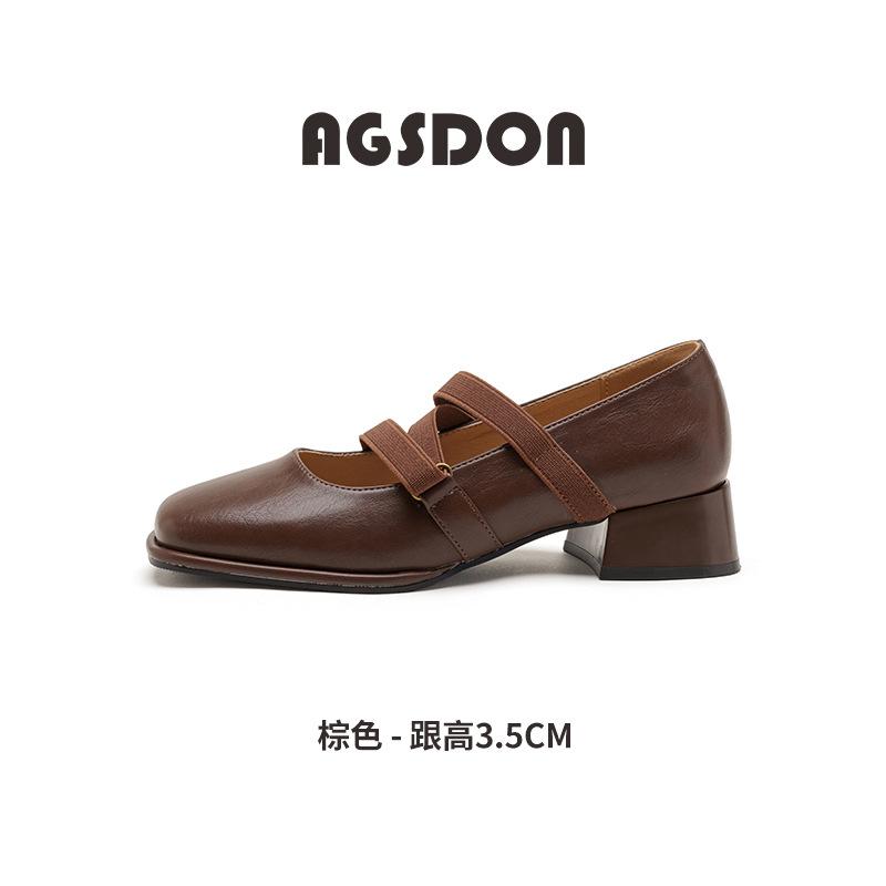 Mary Jane's new summer French Hepburn style small leather shoes, retro square head temperament single shoes