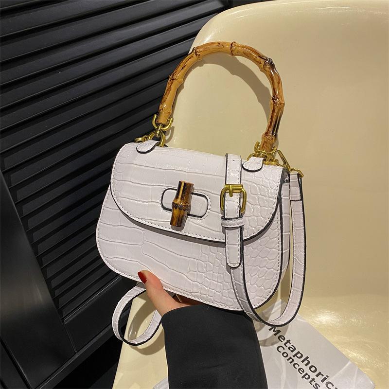 Bamboo bag women's new retro shoulder saddle bag premium texture niche simple messenger bag